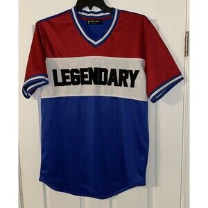 Rebel Minds Mens L  legendary Jersey Striped Red White And Blue Legend Shirt